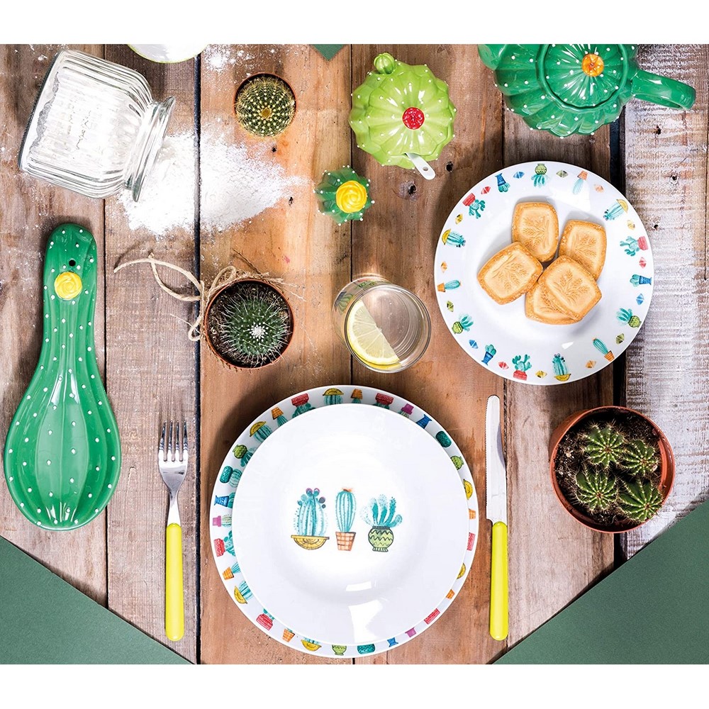 Porcelain dinnerware with Cactus decoration 18 pieces Excelsa